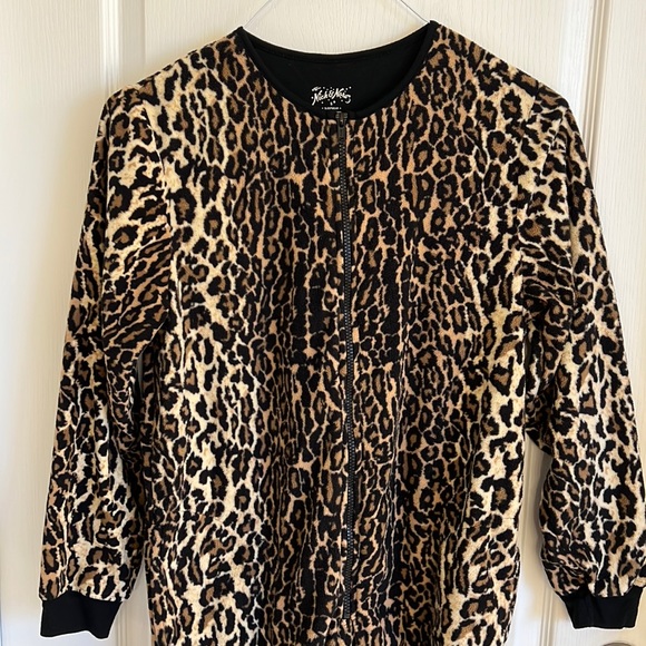 Nick & Nora Soft Fleece Onsie Pajamas Womens S Cheetah Brown Footed Footies - Picture 1 of 8